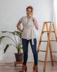 INVESTED VEST in 100% NATURAL LINEN in WHITE