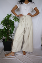 Load image into Gallery viewer, LINEN WRAP PANT-TAUPE STRIPE