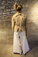 Load image into Gallery viewer, LINEN WRAP PANT-TAUPE STRIPE