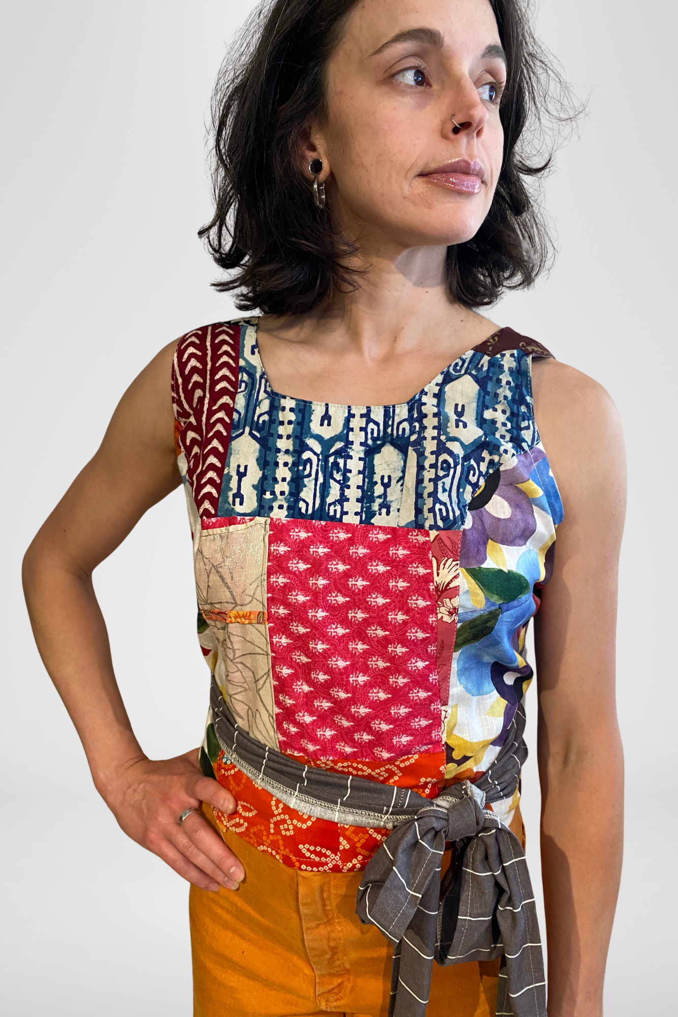 WONDER WRAP TOP in COTTON LINEN blend in multi COLORS