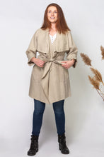 Load image into Gallery viewer, 3-WAY FREEDOM DRAPE COAT KNEE | LINEN - LT TAUPE
