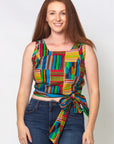WONDER WRAP TOP in COTTON blend in afrique design multi COLORS