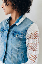 Load image into Gallery viewer, RECLAIMED JEANNIE JACKET |  DENIM - LACE STRAIGHT SLEEVE - BLUE
