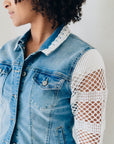RECLAIMED JEANNIE JACKET |  DENIM - LACE STRAIGHT SLEEVE - BLUE