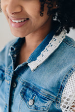 Load image into Gallery viewer, RECLAIMED JEANNIE JACKET |  DENIM - LACE STRAIGHT SLEEVE - BLUE
