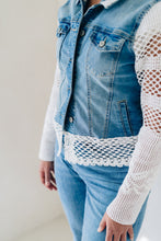 Load image into Gallery viewer, RECLAIMED JEANNIE JACKET |  DENIM - LACE STRAIGHT SLEEVE - BLUE
