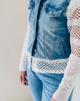RECLAIMED JEANNIE JACKET |  DENIM - LACE STRAIGHT SLEEVE - BLUE