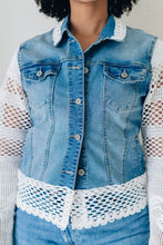 Load image into Gallery viewer, RECLAIMED JEANNIE JACKET |  DENIM - LACE STRAIGHT SLEEVE - BLUE
