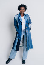 Load image into Gallery viewer, ENDLESS SUCCESS TAILORED COAT |UPCYCLED AND ORGANIC DENIM PATCHWORK - BLUES - LONG
