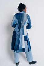 Load image into Gallery viewer, ENDLESS SUCCESS TAILORED COAT |UPCYCLED AND ORGANIC DENIM PATCHWORK - BLUES - LONG
