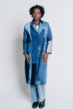 Load image into Gallery viewer, ENDLESS SUCCESS TAILORED COAT |UPCYCLED AND ORGANIC DENIM PATCHWORK - BLUES - LONG
