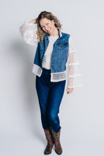 Load image into Gallery viewer, RECLAIMED JEANNIE JACKET | DENIM-LACE-BELL SLEEVE - BLUE
