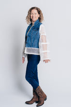 Load image into Gallery viewer, RECLAIMED JEANNIE JACKET | DENIM-LACE-BELL SLEEVE - BLUE
