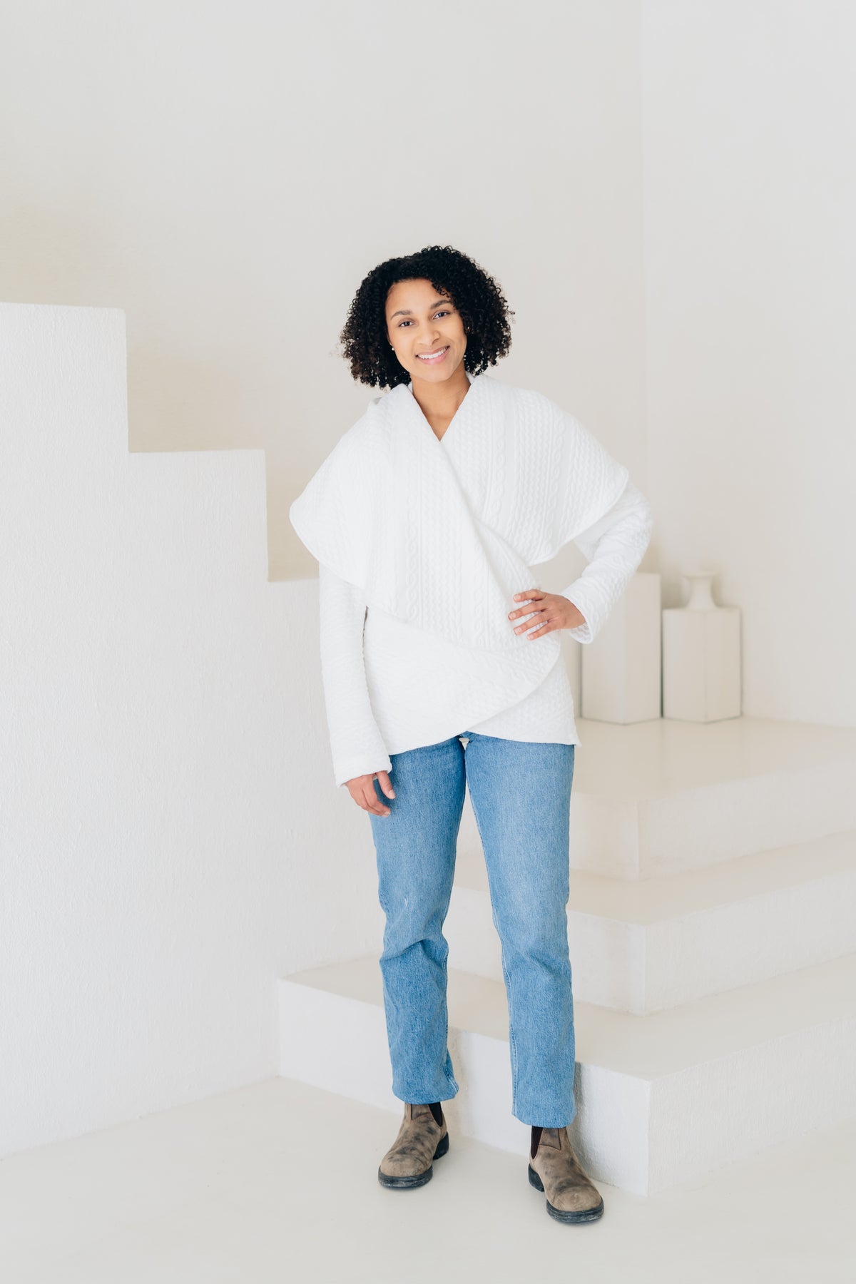 SIGNATURE MULTI-WAY CIRCLE CARDIGAN | OEKO-TEX CERTIFIED - WHITE