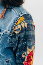Load image into Gallery viewer, RECLAIMED JEANNIE JACKET | DENIM and KANTHA COTTON - RED PRINT
