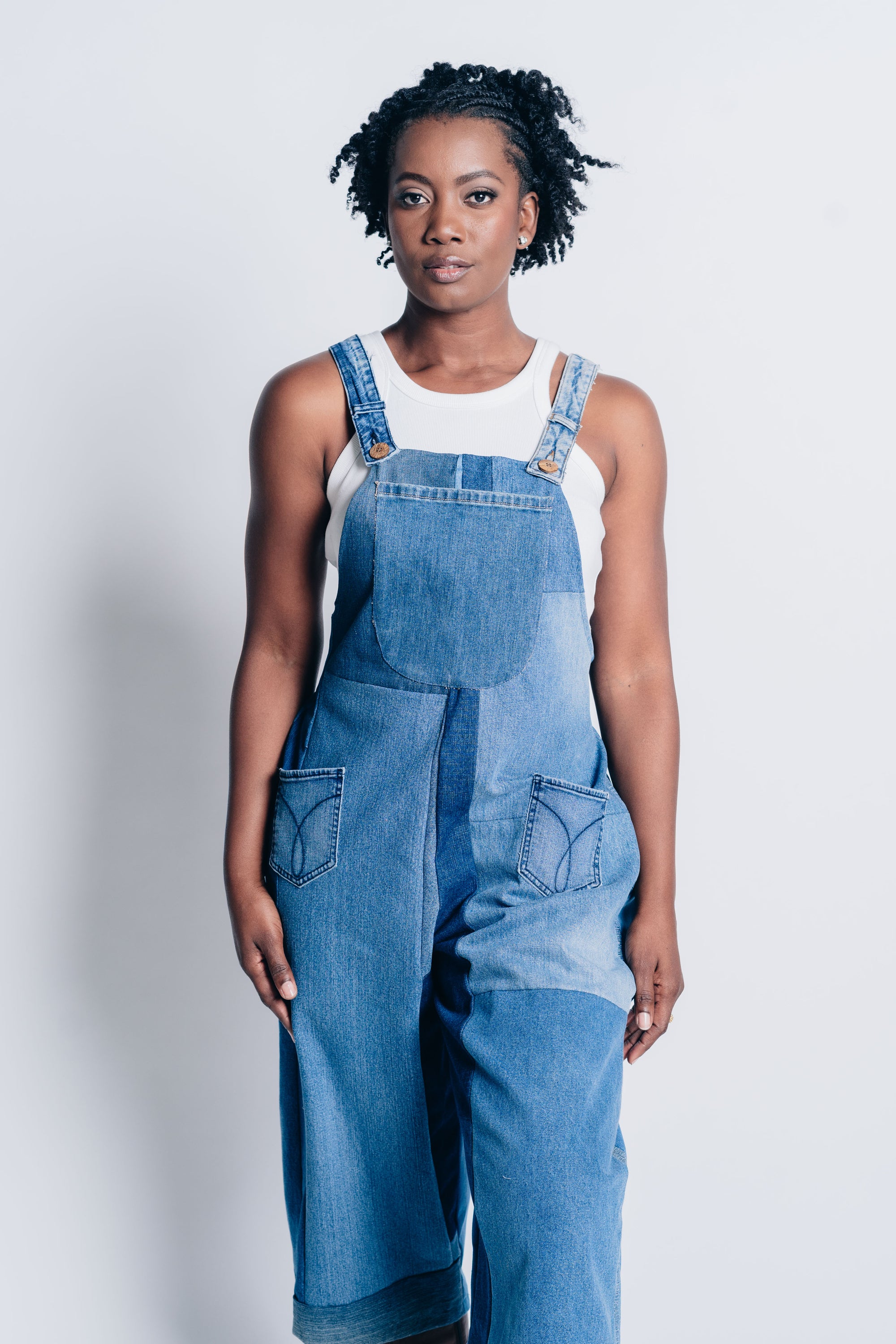 EASY STREET OVERALLS in 100% organic UPCYCLED blue DENIM 