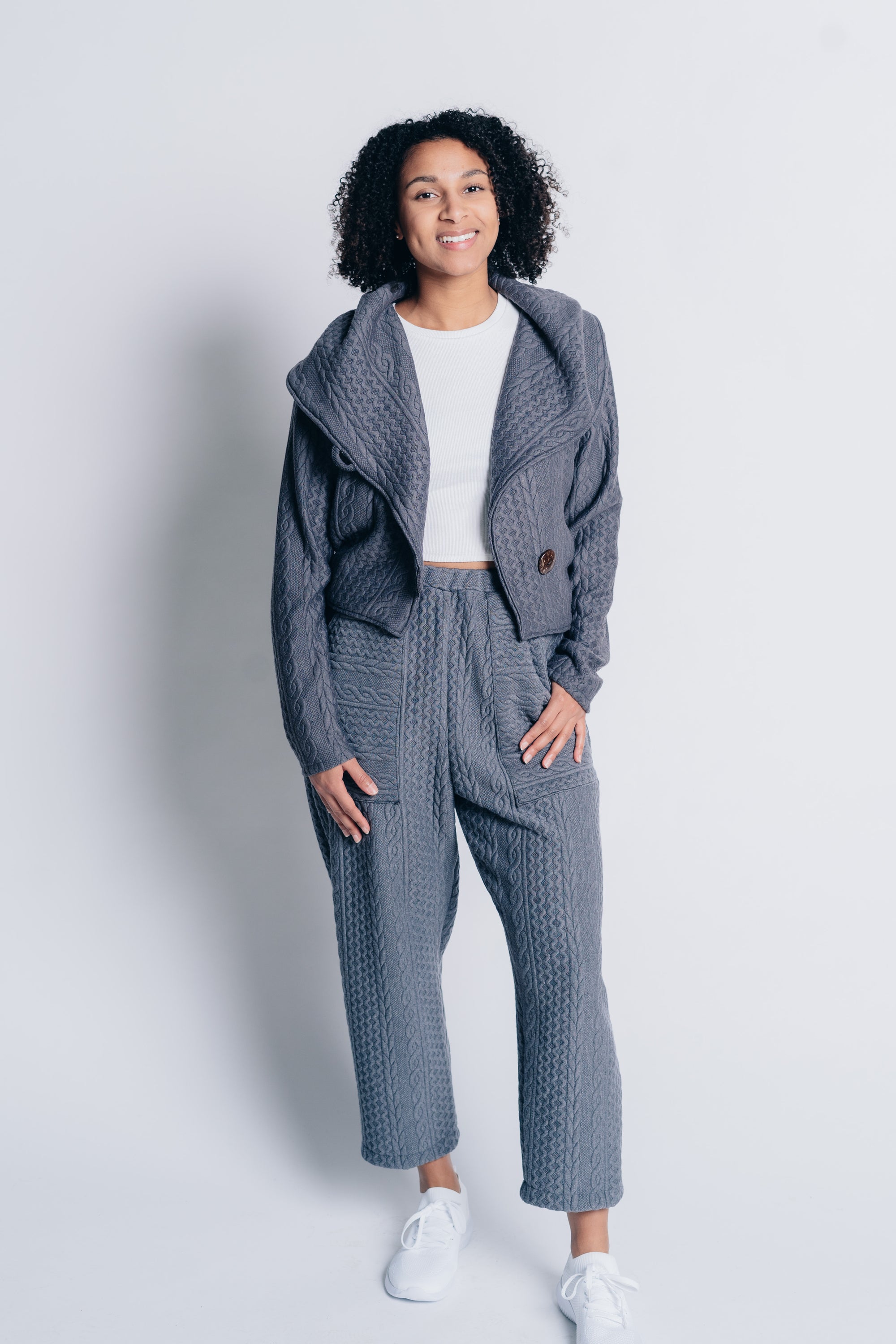 ESSENTIAL DEEP POCKET PANT in slate grey OEKO-TEX CERTIFIED fabric