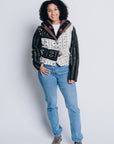 JUSTIFY JACKET HOODIE in 100% COTTON MUDCLOTH in ONYX multicolour patchwork