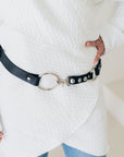 ADJUSTABLE BELT | LEATHER AND ELASTIC -  JET BLACK