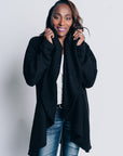 MULTI-WAY CIRCLE CARDIGAN, OEKO-TEX Certified Fabric in black