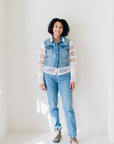 RECLAIMED JEANNIE JACKET |  DENIM - LACE STRAIGHT SLEEVE - BLUE
