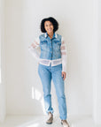 RECLAIMED JEANNIE JACKET |  DENIM - LACE STRAIGHT SLEEVE - BLUE