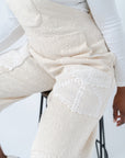 EASY STREET OVERALLS | UPCYCLED COTTON LACE & BROCADE- CREME