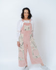 URBAN REWORK OVERALLS in WASHED baby pink CORDUROY with upcycled pockets