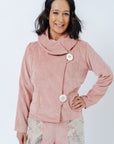 JUSTIFY JACKET HOODIE in a WASHED CORDUROY fabric in BABY PINK