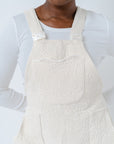 EASY STREET OVERALLS in UPCYCLED  100  per cent COTTON BROCADE creme
