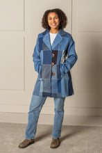 Load image into Gallery viewer, ENDLESS SUCCESS TAILORED COAT | UPCYCLED DENIM PATCHWORK - BLUES - KNEE LENGTH
