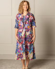 ALL DAY SHIFT DRESS | LINEN - MAGENTA/BLUE
