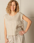 EVERY DAY CAP SLEEVE TOP in 100% natural LINEN