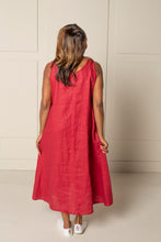 Load image into Gallery viewer, ALL DAY SHIFT DRESS | LINEN - BERRY RED
