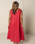 ALL DAY SHIFT DRESS | LINEN - BERRY RED