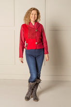 Load image into Gallery viewer, JUSTIFY CARDIGAN HOODIE | PATCHWORK ORGANIC - RUBY RED
