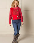 JUSTIFY CARDIGAN HOODIE | PATCHWORK ORGANIC - RUBY RED