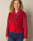 JUSTIFY CARDIGAN HOODIE | PATCHWORK ORGANIC - RUBY RED