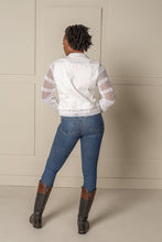 Load image into Gallery viewer, RECLAIMED JEANNIE JACKET | DENIM &amp; LACE - STRAIGHT SLEEVE - SUGAR WHITE
