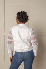 Load image into Gallery viewer, RECLAIMED JEANNIE JACKET | DENIM &amp; LACE - STRAIGHT SLEEVE - SUGAR WHITE
