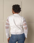 RECLAIMED JEANNIE JACKET | DENIM & LACE - STRAIGHT SLEEVE - SUGAR WHITE