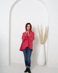 MULTI-WAY CIRCLE CARDIGAN in raspberry 