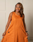 ESSENTIAL JENNA DRESS | LINEN - TANGERINE