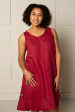 Load image into Gallery viewer, ESSENTIAL JENNA DRESS | LINEN- BERRY RED
