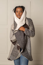 Load image into Gallery viewer, SIGNATURE MULTI - WAY CIRCLE COAT | WOOL BLEND PATCHWORK PLAID - BEIGE/CREME
