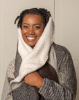 SIGNATURE MULTI-WAY CIRCLE COAT | WOOL BLEND PATCHWORK PLAID - BEIGE/CREME