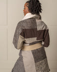SIGNATURE MULTI-WAY CIRCLE COAT | WOOL BLEND PATCHWORK PLAID - BEIGE/CREME