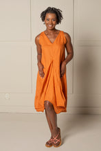 Load image into Gallery viewer, DRAPED FOREVER FROCK |  LINEN - ORANGE
