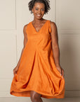 DRAPED FOREVER FROCK |  LINEN - ORANGE
