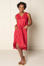 Load image into Gallery viewer, DRAPED FOREVER FROCK | LINEN - BERRY RED
